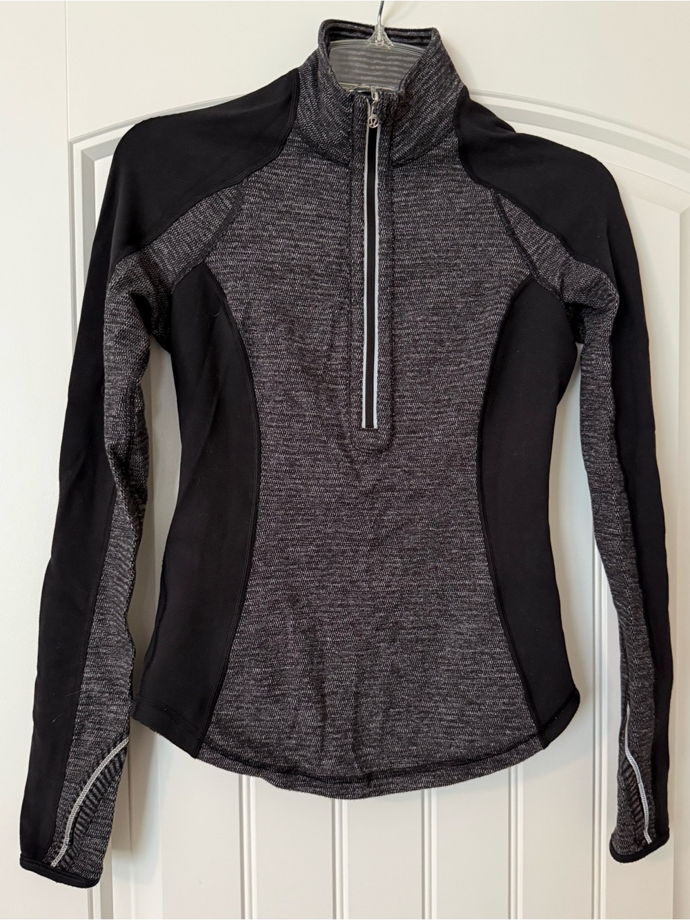 Archival Lululemon Reversible Run U-Turn Zip Pullover Pique Black Gray Stripe